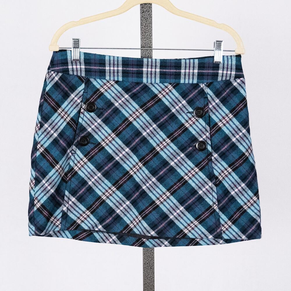 Vintage Y2K 90s Academia Goth Plaid Mini Skirt US SZ 8 Wool Lined Classic Retro